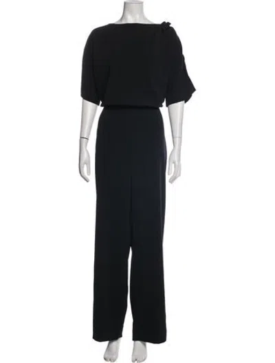 Pre-owned St John Bateau Neckline Jumpsuit In Black