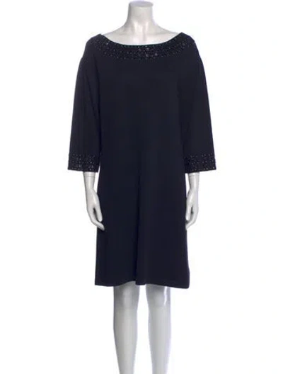 Pre-owned St John Bateau Neckline Knee-length Dress In Black