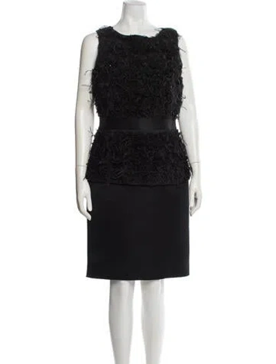 Pre-owned St John Bateau Neckline Knee-length Dress In Black
