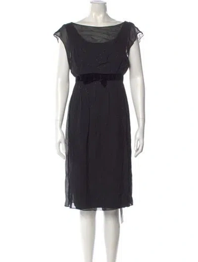 Pre-owned St John Bateau Neckline Knee-length Dress In Black