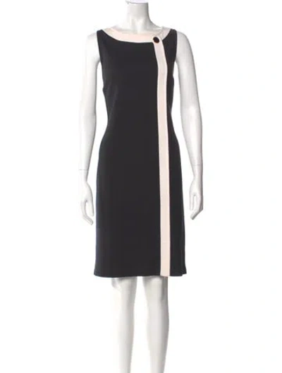 Pre-owned St John Bateau Neckline Knee-length Dress In Black