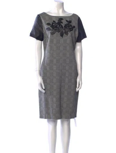 Pre-owned St John Bateau Neckline Knee-length Dress In Black