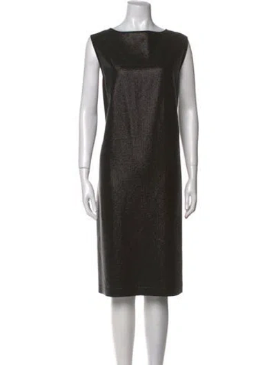 Pre-owned St John Bateau Neckline Knee-length Dress In Black
