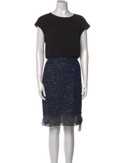 Pre-owned St John Bateau Neckline Knee-length Dress In Black