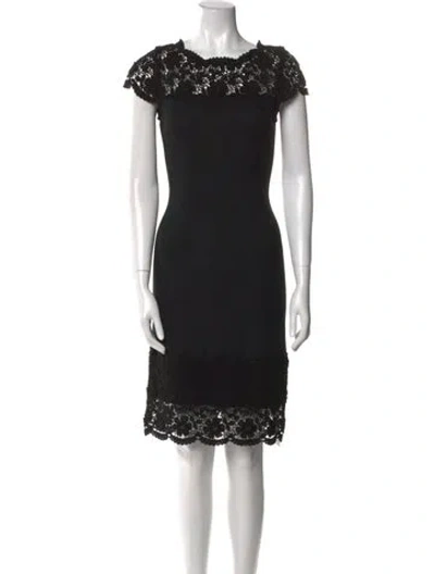 Pre-owned St John Bateau Neckline Knee-length Dress In Black