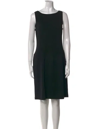 Pre-owned St John Bateau Neckline Knee-length Dress In Black