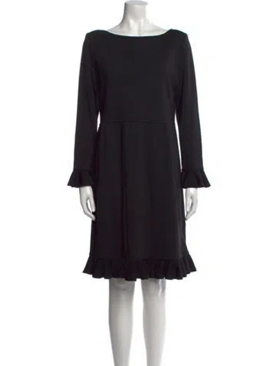 Pre-owned St John Bateau Neckline Knee-length Dress In Black