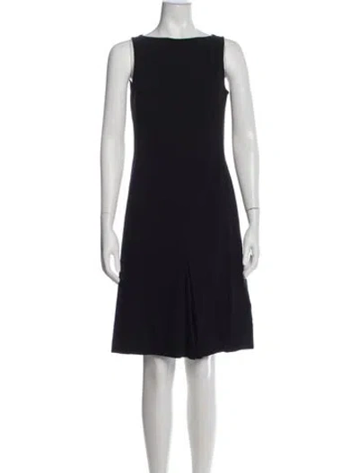 Pre-owned St John Bateau Neckline Knee-length Dress In Black
