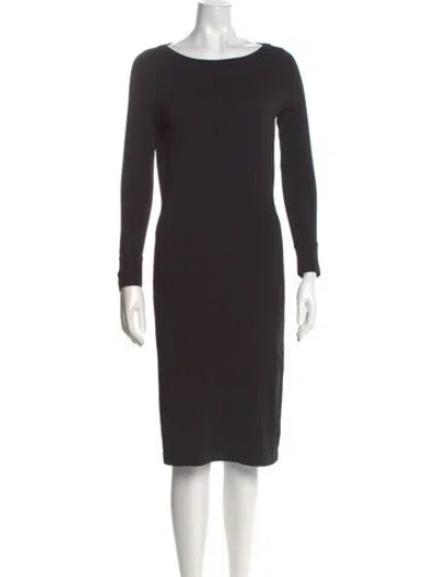 Pre-owned St John Bateau Neckline Knee-length Dress In Black