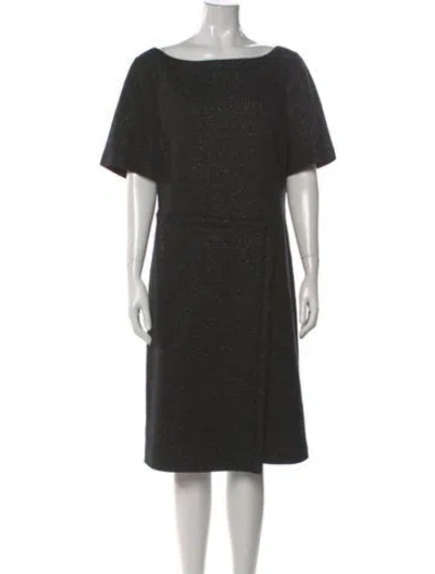 Pre-owned St John Bateau Neckline Knee-length Dress In Black