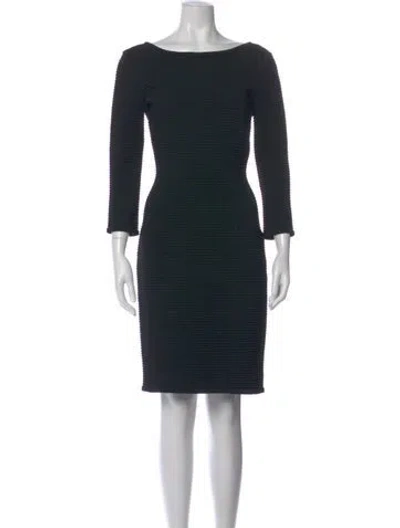 Pre-owned St John Bateau Neckline Knee-length Dress In Black