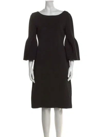 Pre-owned St John Bateau Neckline Knee-length Dress In Black