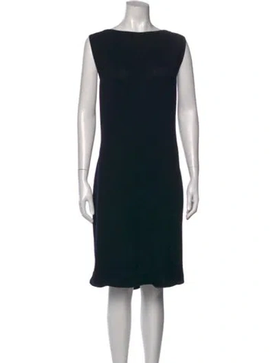 Pre-owned St John Bateau Neckline Knee-length Dress In Black