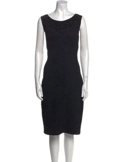 Pre-owned St John Bateau Neckline Knee-length Dress In Blue