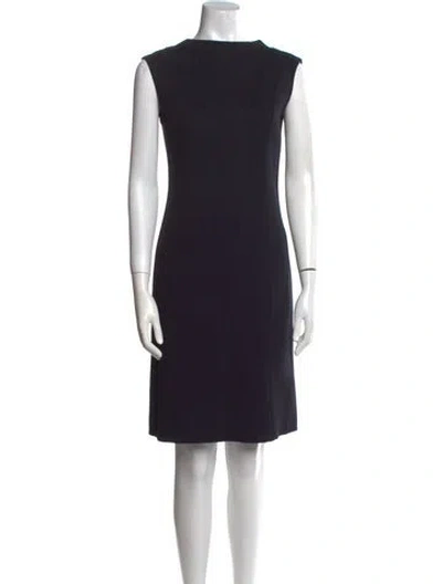 Pre-owned St John Bateau Neckline Knee-length Dress In Blue