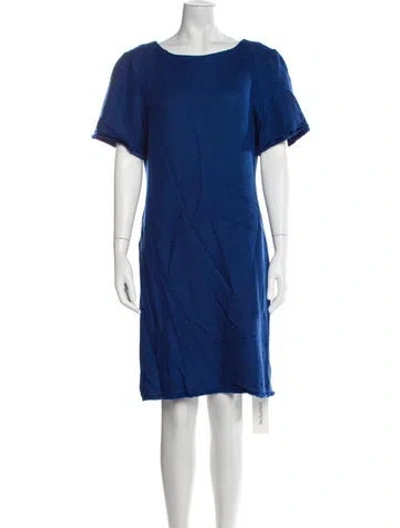 Pre-owned St John Bateau Neckline Knee-length Dress In Blue