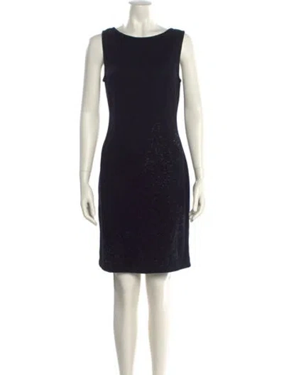 Pre-owned St John Bateau Neckline Knee-length Dress In Blue