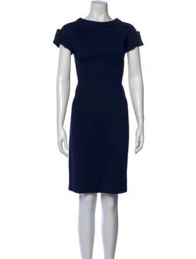 Pre-owned St John Bateau Neckline Knee-length Dress In Blue