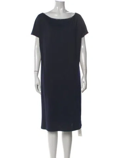 Pre-owned St John Bateau Neckline Knee-length Dress In Blue