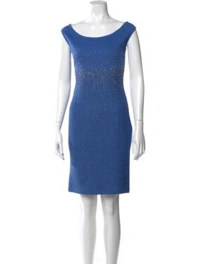 Pre-owned St John Bateau Neckline Knee-length Dress In Blue