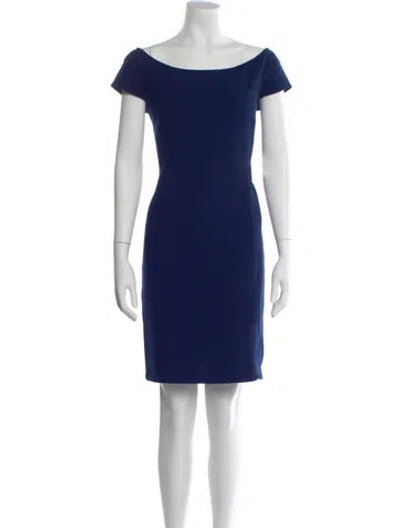 Pre-owned St John Bateau Neckline Knee-length Dress In Blue