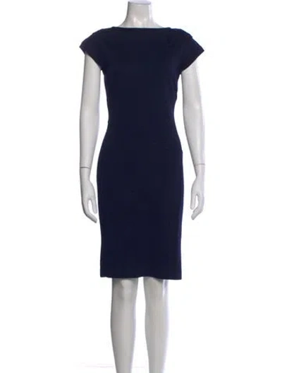 Pre-owned St John Bateau Neckline Knee-length Dress In Blue