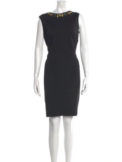 Pre-owned St John Bateau Neckline Knee-length Dress In Gray