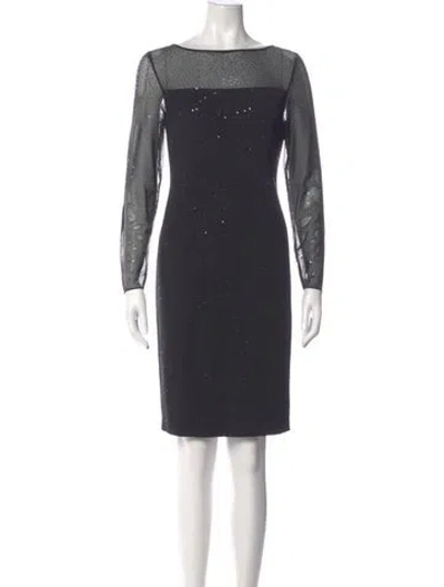Pre-owned St John Bateau Neckline Knee-length Dress In Gray