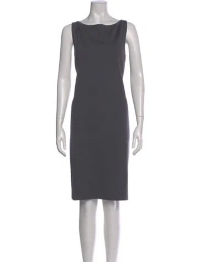Pre-owned St John Bateau Neckline Knee-length Dress In Gray