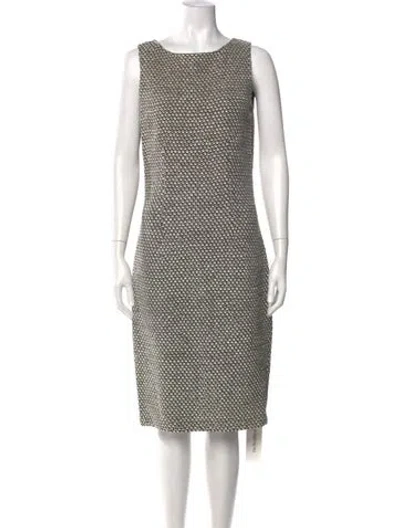 Pre-owned St John Bateau Neckline Knee-length Dress In Gray