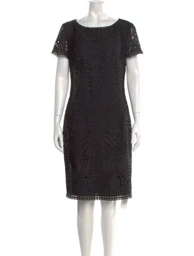 Pre-owned St John Bateau Neckline Knee-length Dress In Gray
