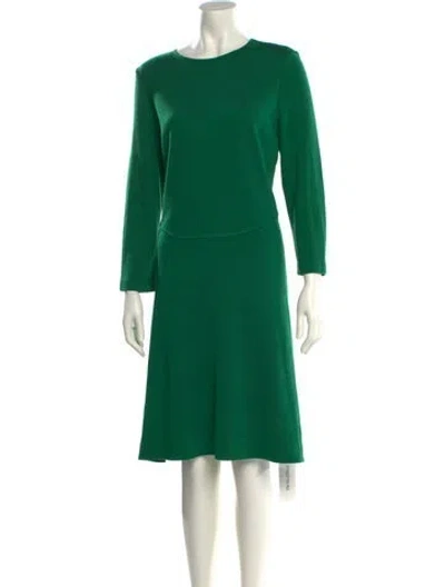 Pre-owned St John Bateau Neckline Knee-length Dress In Green