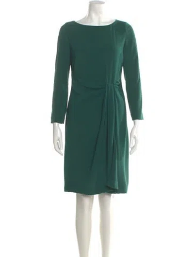 Pre-owned St John Bateau Neckline Knee-length Dress In Green