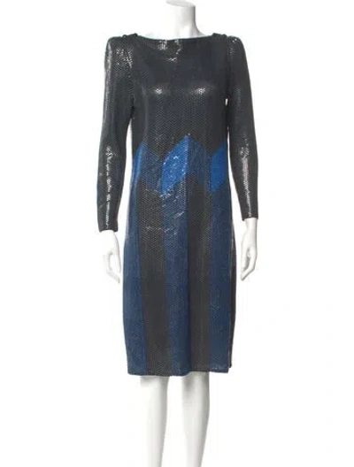 Pre-owned St John Bateau Neckline Knee-length Dress In Multi