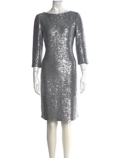 Pre-owned St John Bateau Neckline Knee-length Dress In Multi