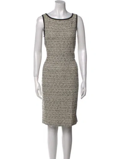 Pre-owned St John Bateau Neckline Knee-length Dress In Neutral