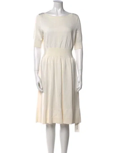 Pre-owned St John Bateau Neckline Knee-length Dress In Neutral