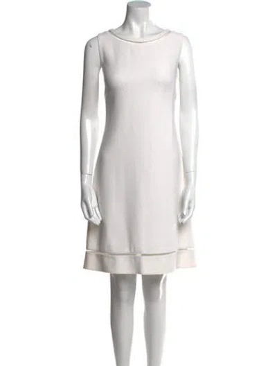 Pre-owned St John Bateau Neckline Knee-length Dress In Neutral