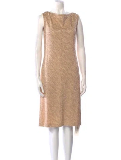 Pre-owned St John Bateau Neckline Knee-length Dress In Orange
