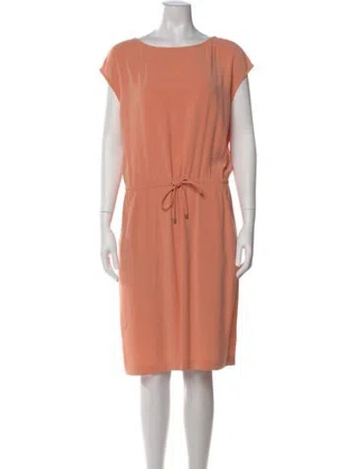 Pre-owned St John Bateau Neckline Knee-length Dress In Orange