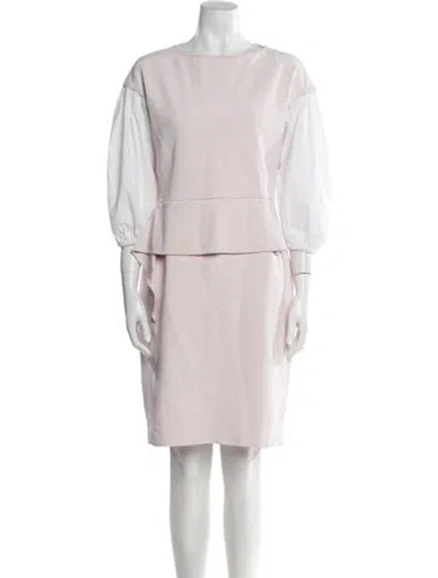 Pre-owned St John Bateau Neckline Knee-length Dress In Pink