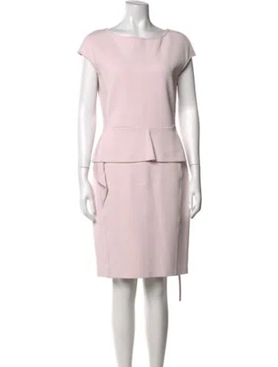 Pre-owned St John Bateau Neckline Knee-length Dress In Pink