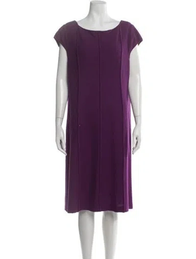 Pre-owned St John Bateau Neckline Knee-length Dress In Purple
