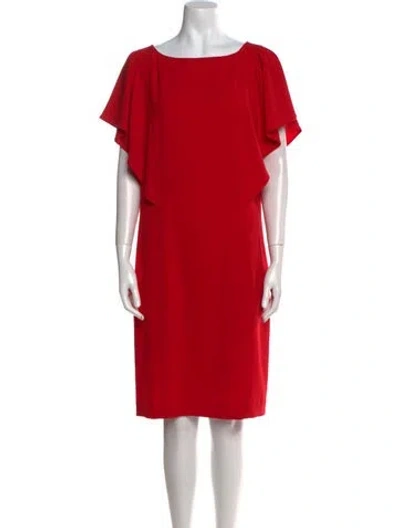 Pre-owned St John Bateau Neckline Knee-length Dress In Red
