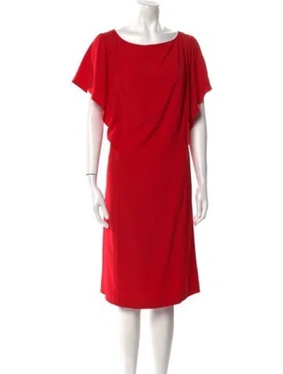 Pre-owned St John Bateau Neckline Knee-length Dress In Red