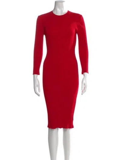 Pre-owned St John Bateau Neckline Knee-length Dress In Red