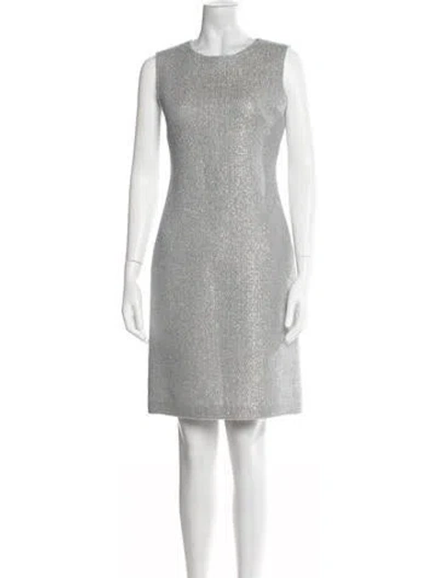 Pre-owned St John Bateau Neckline Knee-length Dress W/ Tags In Gray