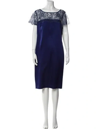 Pre-owned St John Bateau Neckline Knee-length Dress In White