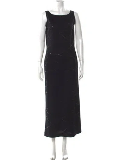 Pre-owned St John Bateau Neckline Long Dress In Black