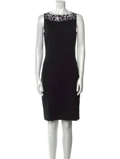 Pre-owned St John Bateau Neckline Long Dress In Black